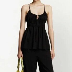 Proenza Schouler Top Size 4 Black Drapey Suiting Ruched